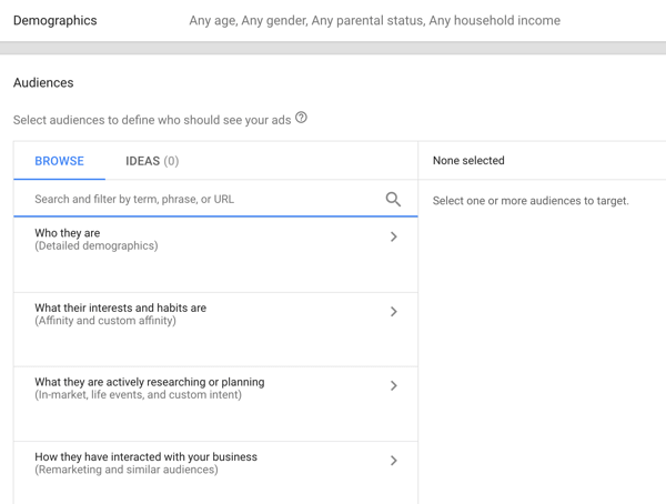 How to set up a YouTube ads campaign, step 17, define target campaign audience