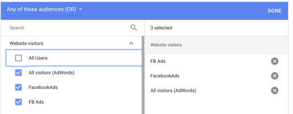 How to set up a YouTube ads campaign, step 29, set website visitor audience option