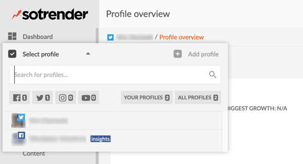 Measure marketing results, benchmark social channel performance vs. competitors, step 2, choose the social channel to analyze in Sotrender