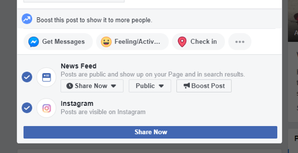 How to cross-post to Instagram from Facebook on desktop, step 5, ensure the option to post to Instagram is checked