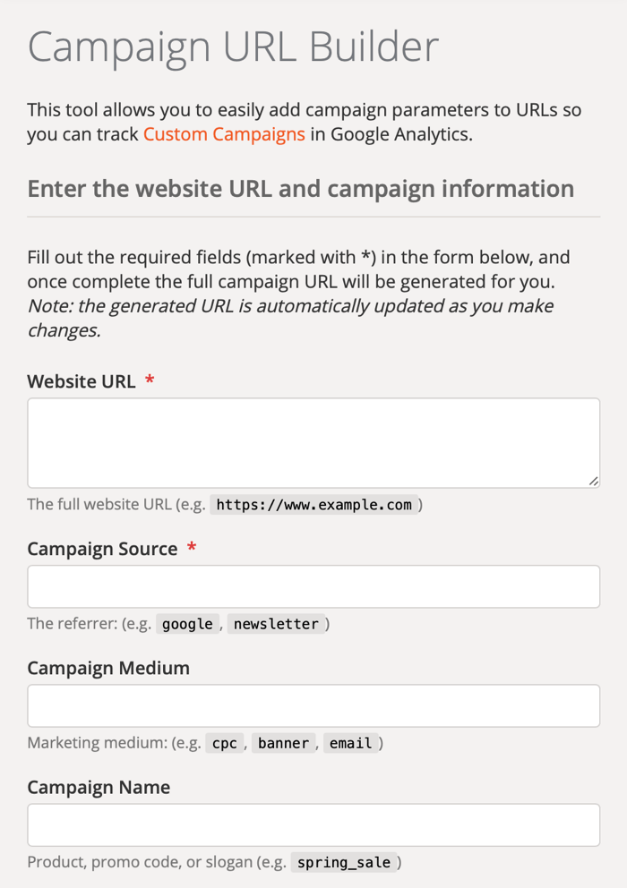 Google Campaign URL Builder设置