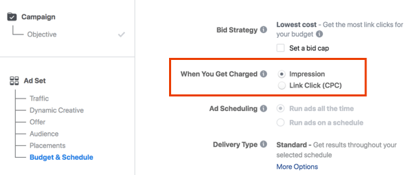 Pay attention to when you get charged for your Facebook ads.