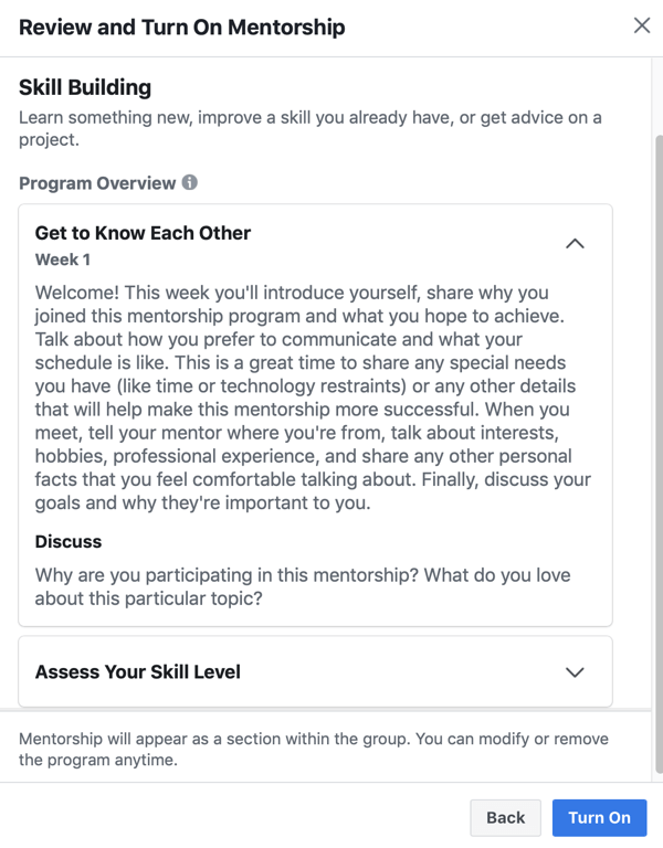 How to improve your Facebook group community, option to review and turn on your Facebook group mentorship program