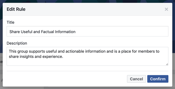 How to improve your Facebook group community, option to write your own Facebook group rule