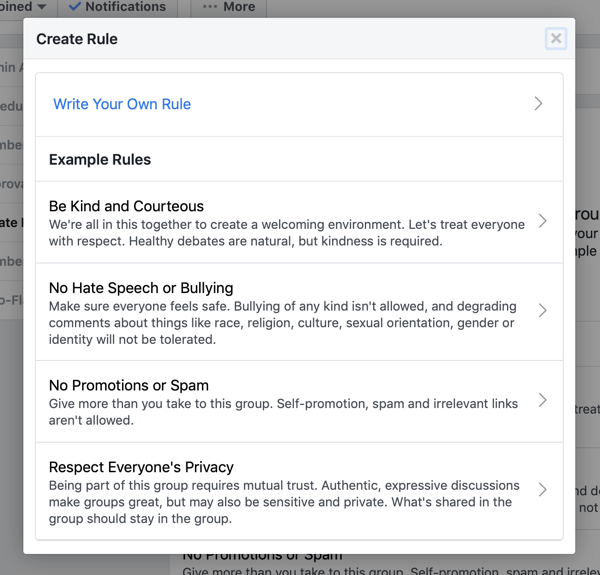 How to use Facebook Groups features, how to create group rule