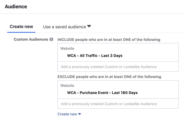 How to create Facebook reach ads, step 5, custom audience ad settings for website traffic