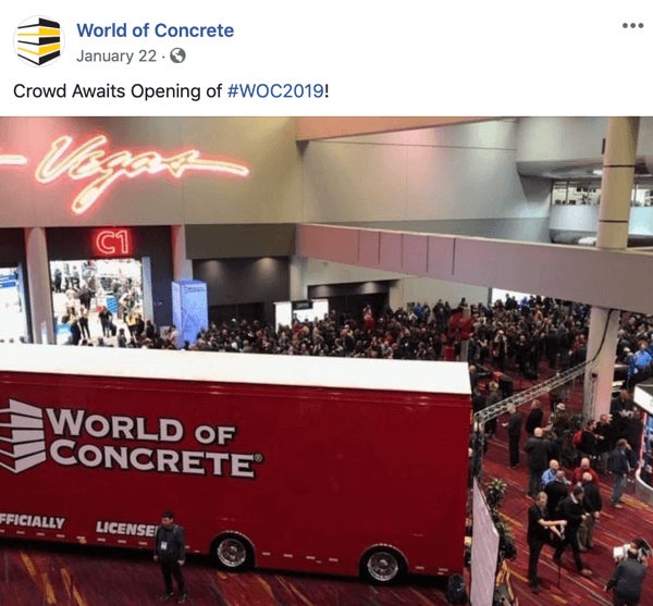 How to use social media to identify prospects from a live event, example of live event social marketing by World of Concrete