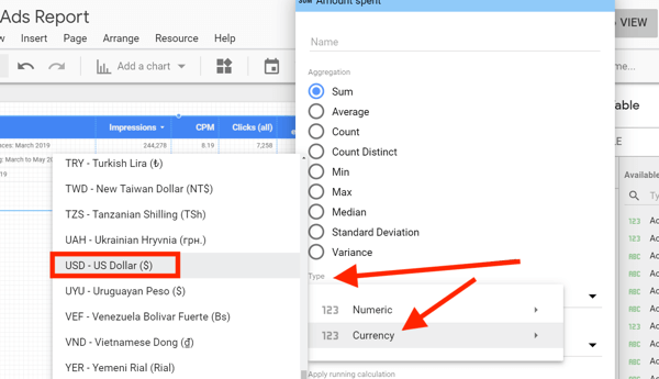 Use Google Data Studio to analyze your Facebook ads, step 12, edit related settings for chart data metrics