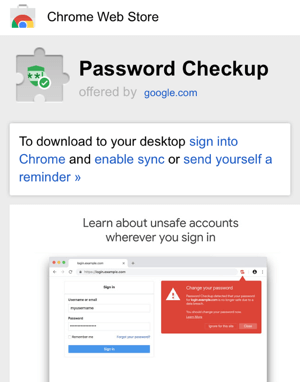 Password Checkup Chrome extension