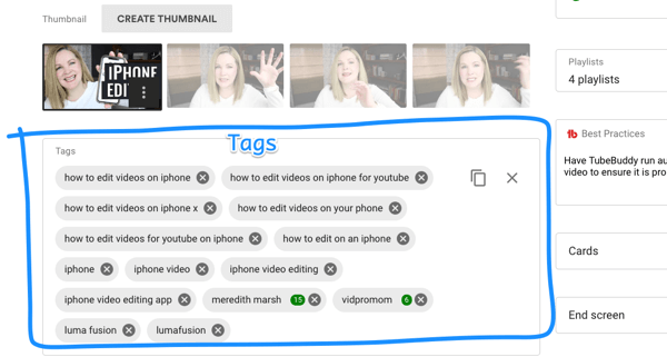 How to use a video series to grow your YouTube channel, example tags to add to a YouTube video