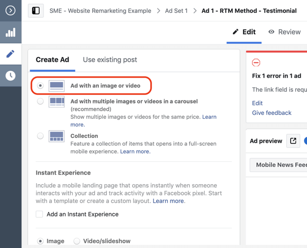 Use Facebook ads to advertise to people who visit your website, Step 10.