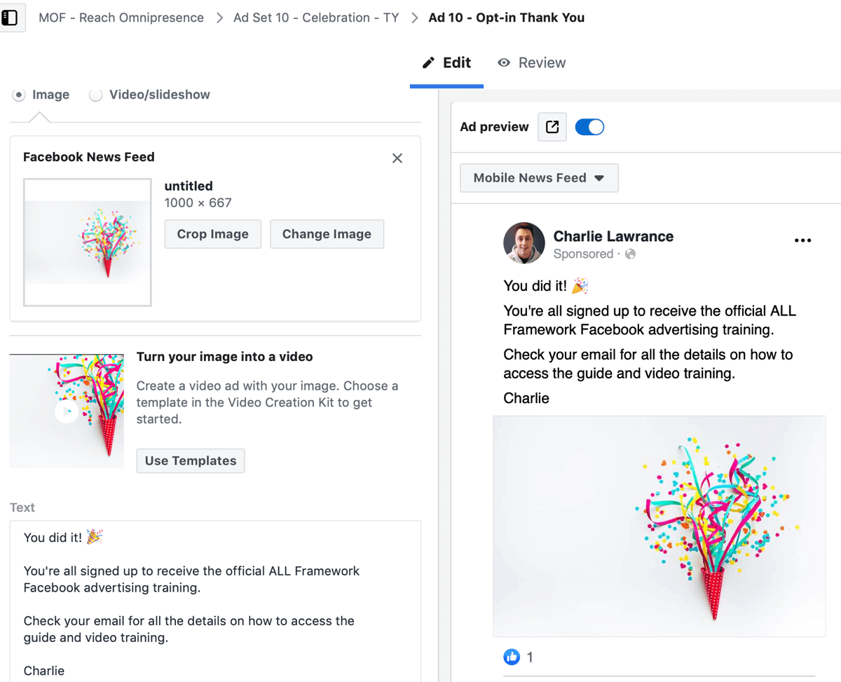 Créez une campagne Facebook pour les annonces, étape 9.