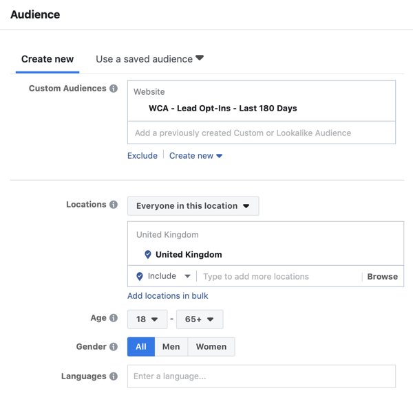 Create a Facebook ads reach campaign, step 4.