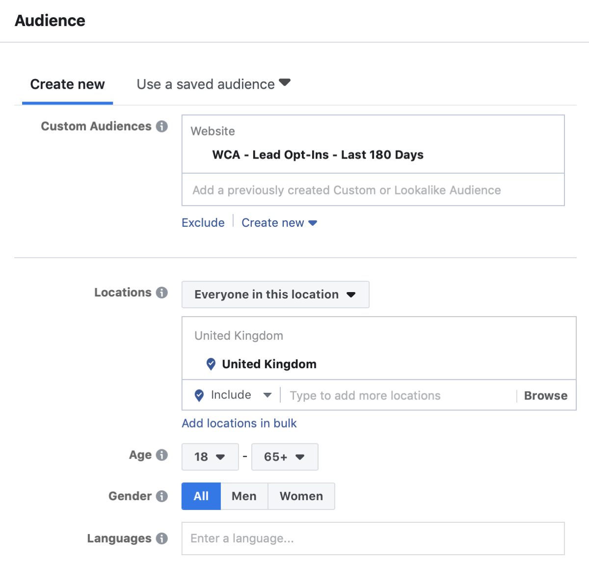 Créez une campagne Facebook pour atteindre les annonces, étape 4.
