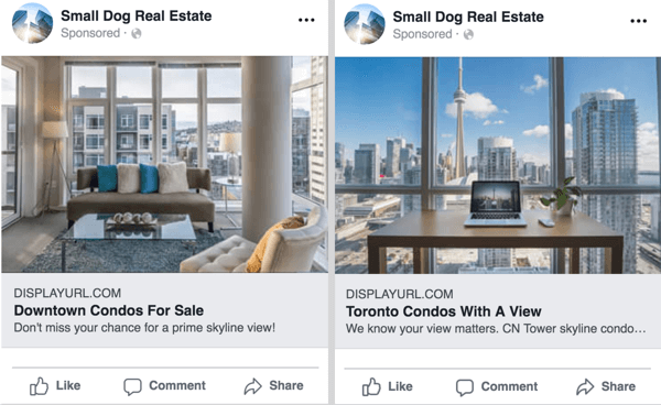 Facebook ad examples.