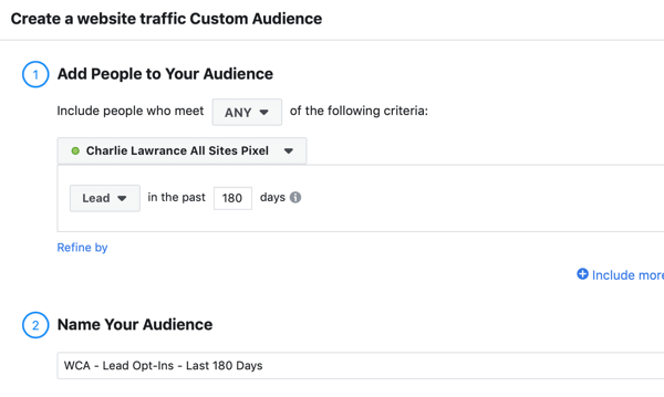 Create a Facebook ads reach campaign, step 2.