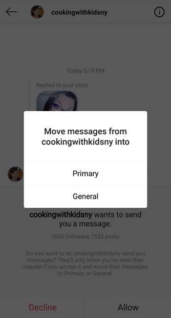 Instagram Creator Profile Direct Messages Inbox, Step 2.