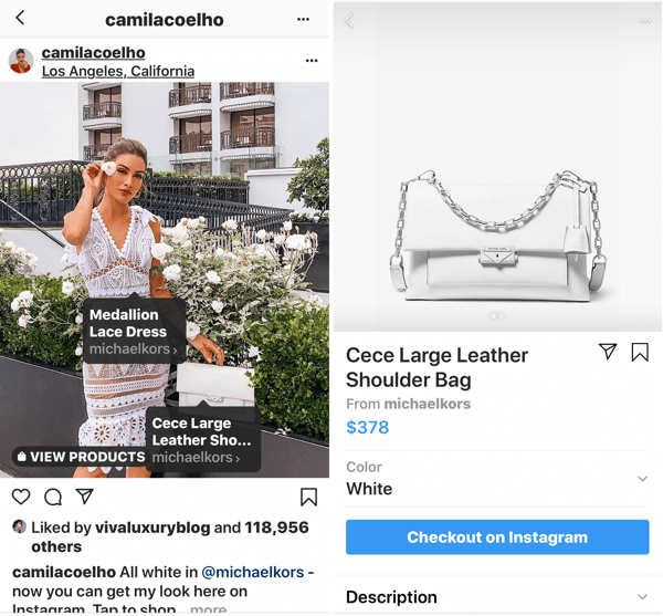 Instagram Creator shoppable post with a tagged partner.