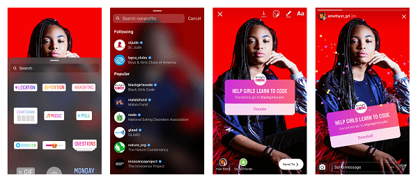 Instagram adds Donation Stickers to Stories.