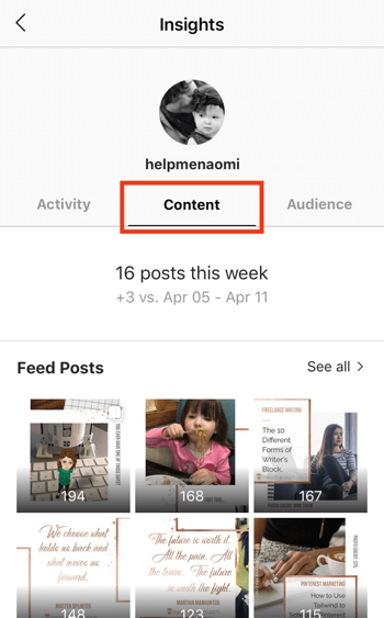 View Instagram Stories ROI data, Step 2.