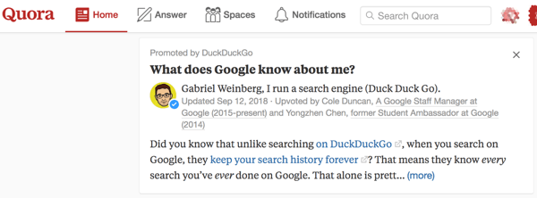 Use Promoted Answers for more visibility on Quora.