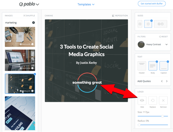 Use Pablo to create images for social media, step 6.