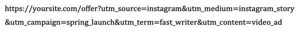 Example of UTM parameters in a URL.