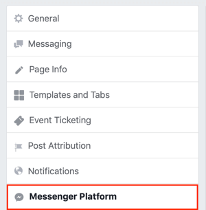 Submit to Facebook Messenger Discover tab, step 1.