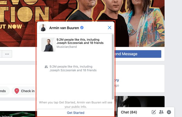 Facebook Messenger chat window example.