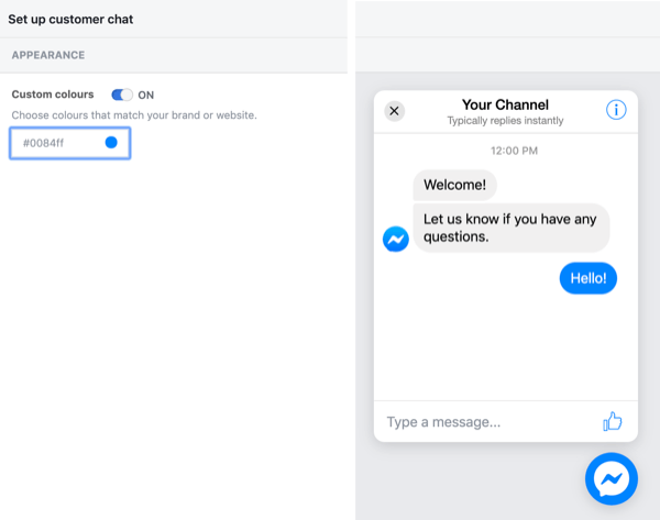 Set up Facebook Customer Chat, step 3.