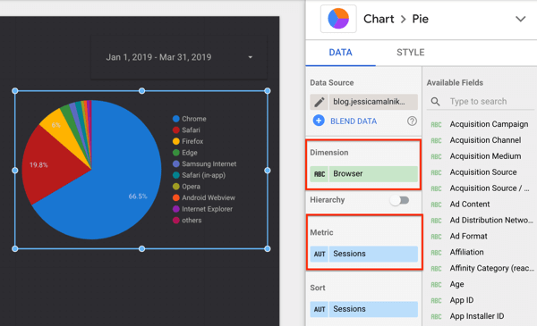 Use Google Data Studio, step 20.