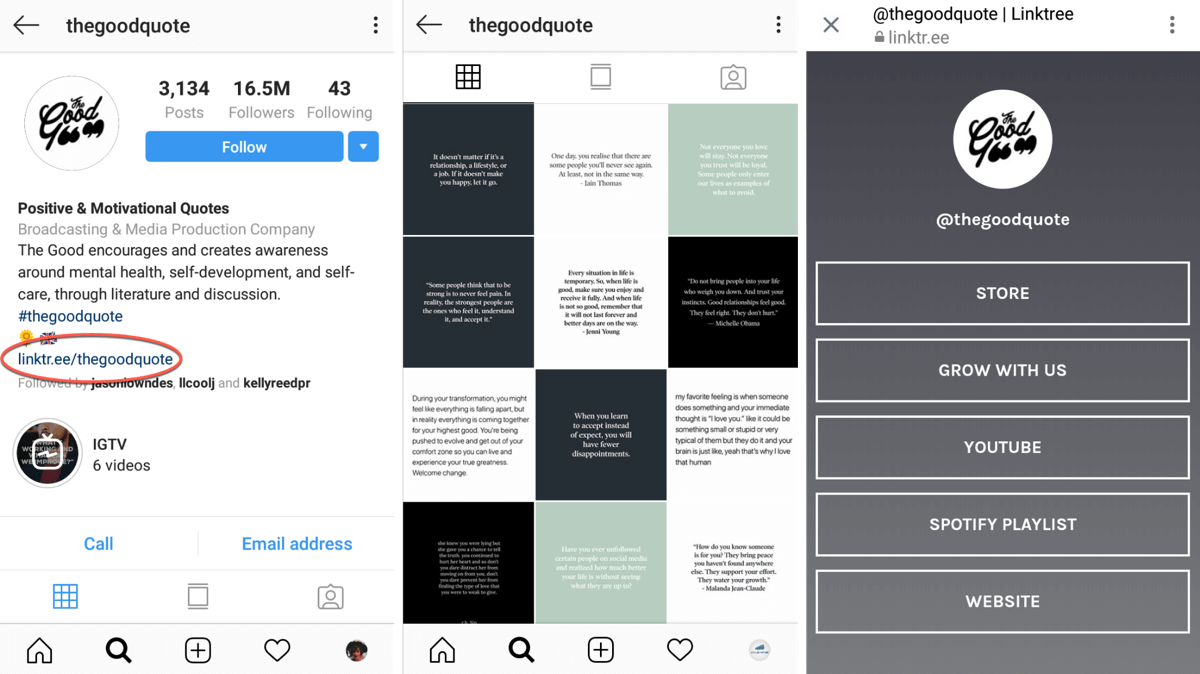 How to add or share a link to Instagram, example 4.