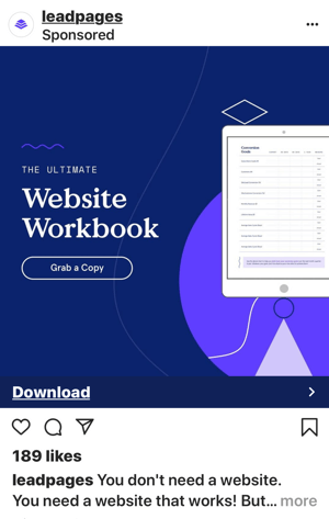 Instagram Stories ad with multiple links.