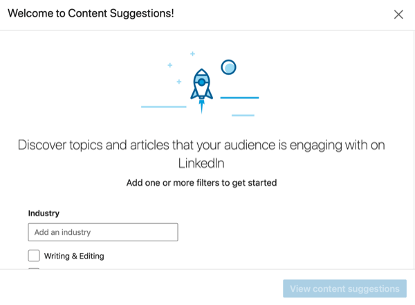 LinkedIn Page content suggestions set up.