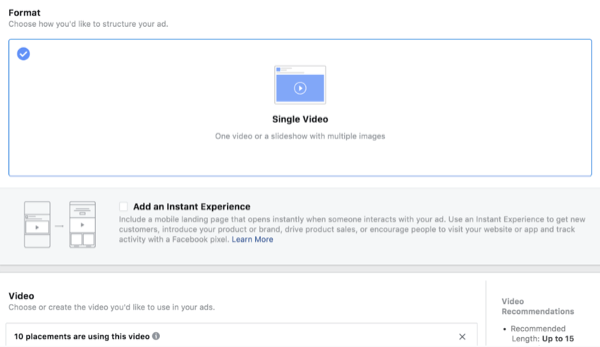 Facebook ThruPlay Optimization for video ads, step 4.