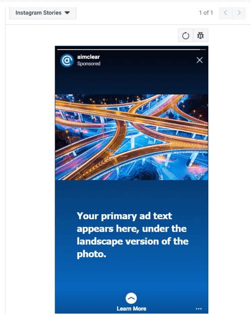 Instagram stories ad with landscape image.