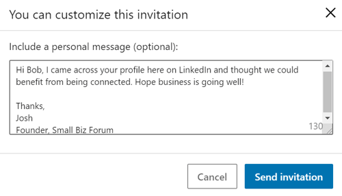 Customize LinkedIn Messages, step 4.