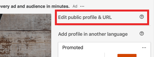 Edit your LinkedIn URL, step 1.