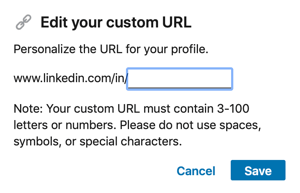 Edit your LinkedIn URL, step 2.