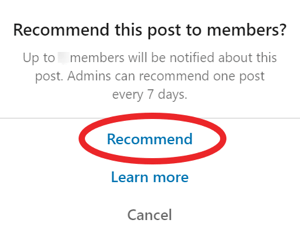 Recommend a Group Post on LinkedIn, step 2.