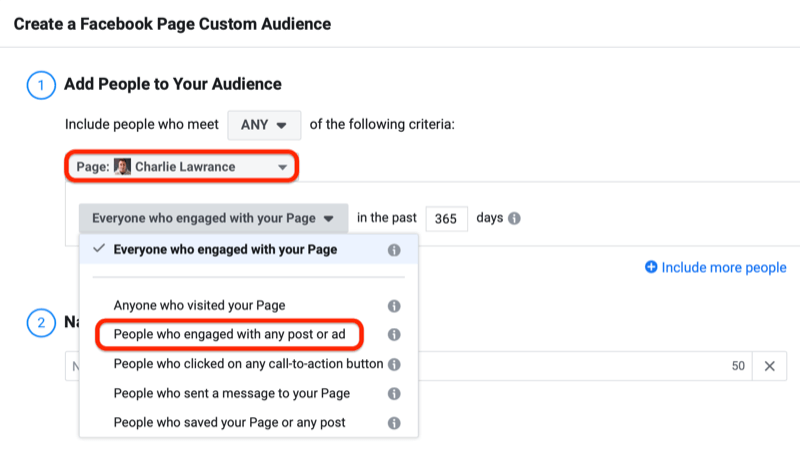 facebook how to create enagement custom audience step 3 800 - How to Retarget Ads to Engaged Instagram and Facebook Fans