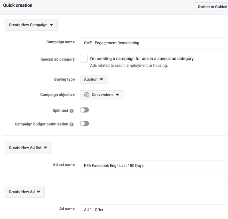 facebook how to set up engagement remarketing campaign step 1 800 - How to Retarget Ads to Engaged Instagram and Facebook Fans