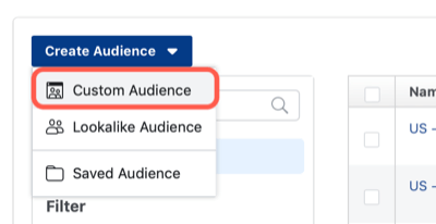 steps to create Instagram business profile engagement custom audience for live event targeting