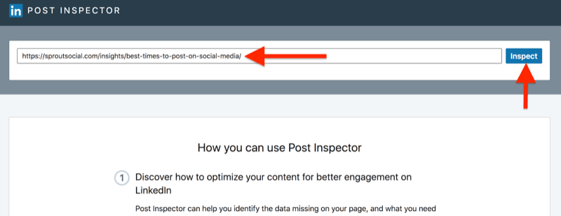 step by step walkthrough for how to clear the cache using the LinkedIn Post Inspector