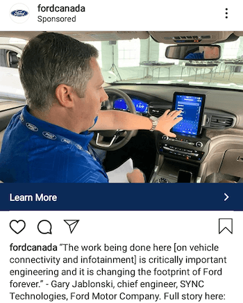 example of Instagram ad with employee quote
