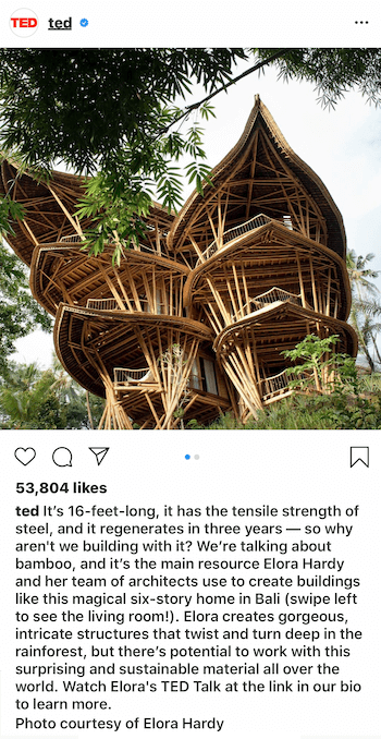 example of Instagram business post caption using storytelling technique