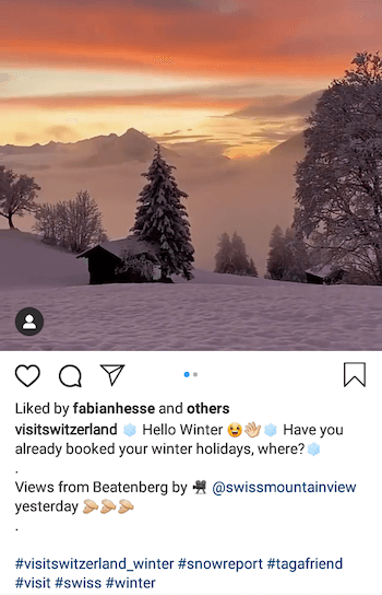 example of Instagram business post using tagafriend hashtag