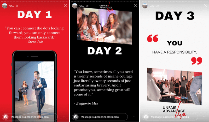 example of title slide for Instagram story about live event