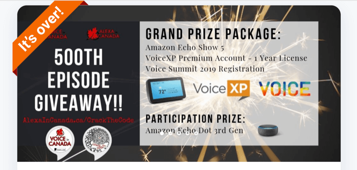 example of prize package for voice marketing funnel giveaway