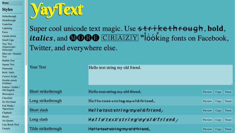 YayText home page